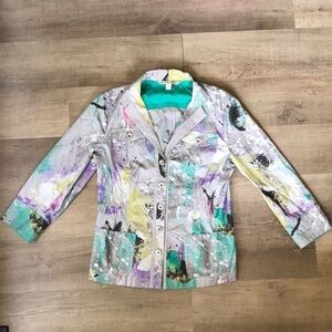 Spanner sport blazer jacket size 4 watercolour button down